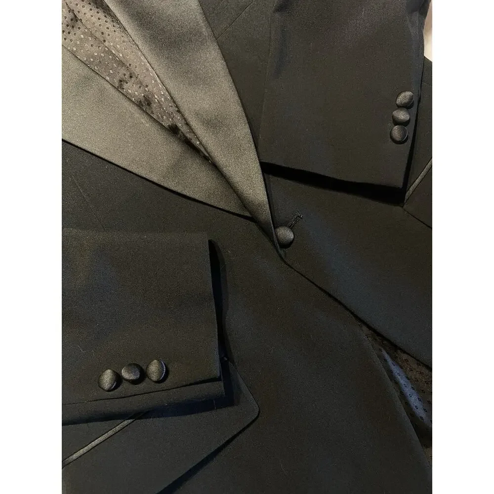 Vintage Cricketeer Tuxedo 38-40R 35x28 Solid Black 1 Button Wool Tux - Picture 9 of 16